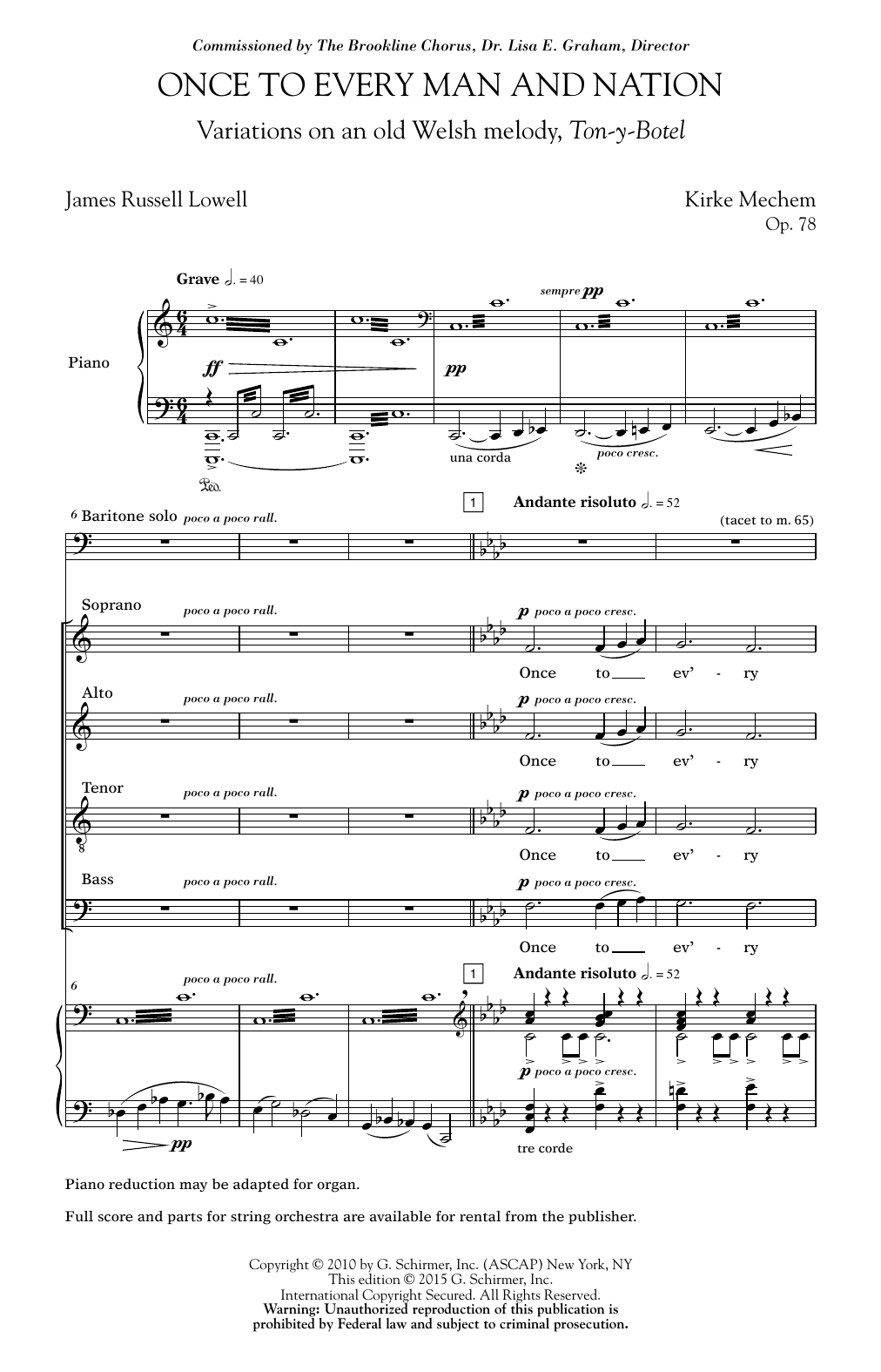 Kirke Mechem Once To Every Man And Nation Sheet Music Notes & Chords for SATB - Download or Print PDF