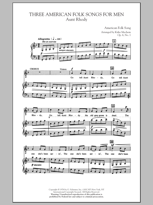 Kirke Mechem Three American Folk Songs For Men Sheet Music Notes & Chords for TTBB - Download or Print PDF