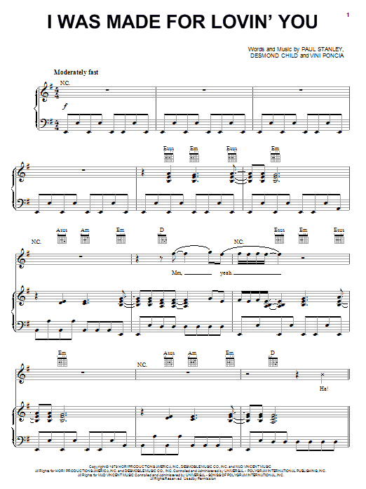 KISS I Was Made For Lovin' You Sheet Music Notes & Chords for Drums Transcription - Download or Print PDF