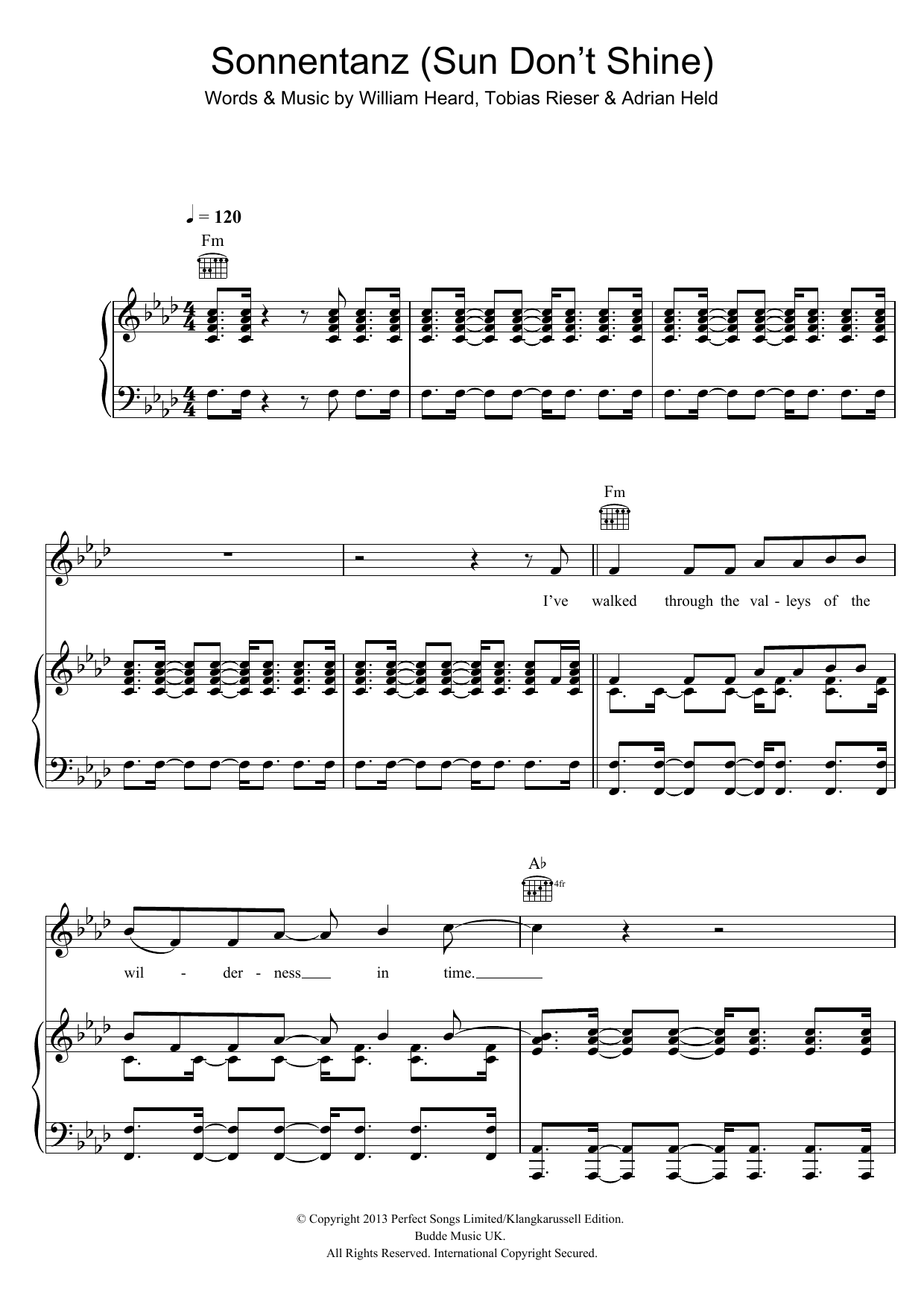 Klangkarussell Sonnentanz (Sun Don't Shine) Sheet Music Notes & Chords for Piano, Vocal & Guitar (Right-Hand Melody) - Download or Print PDF