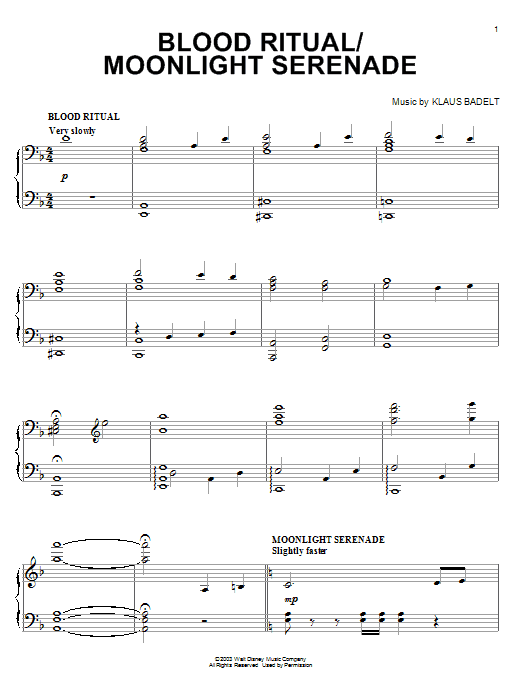 Klaus Badelt Blood Ritual / Moonlight Serenade Sheet Music Notes & Chords for Piano - Download or Print PDF