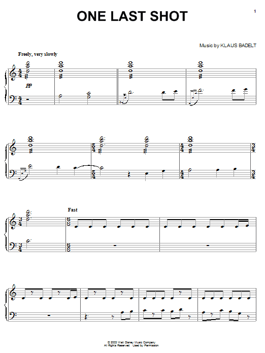 Klaus Badelt One Last Shot sheet music notes and chords. Download Printable PDF.