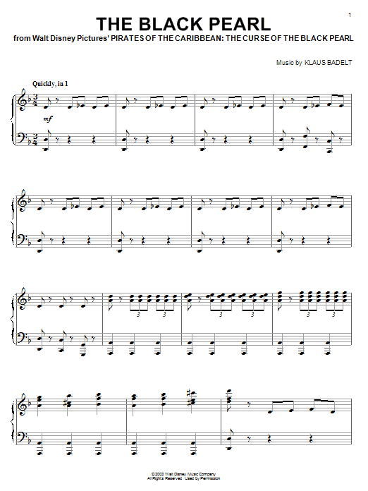 Klaus Badelt The Black Pearl Sheet Music Notes & Chords for Easy Piano - Download or Print PDF