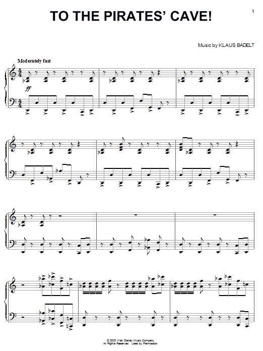 Klaus Badelt To The Pirate's Cave! Sheet Music Notes & Chords for Easy Piano - Download or Print PDF