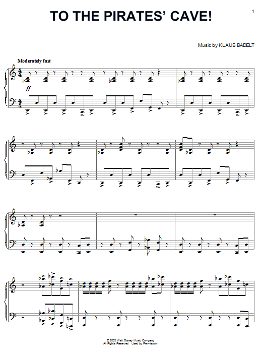 Klaus Badelt To The Pirate's Cave! sheet music notes and chords. Download Printable PDF.