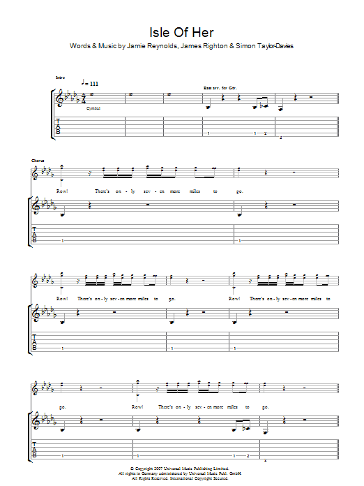 Klaxons Isle Of Her Sheet Music Notes & Chords for Guitar Tab - Download or Print PDF