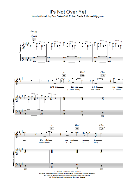 Klaxons It's Not Over Yet Sheet Music Notes & Chords for Piano, Vocal & Guitar - Download or Print PDF