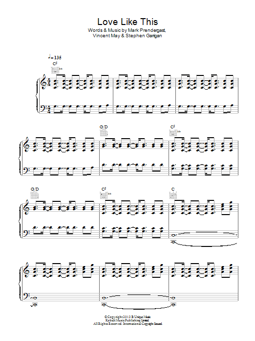 Kodaline Love Like This Sheet Music Notes & Chords for Piano, Vocal & Guitar (Right-Hand Melody) - Download or Print PDF