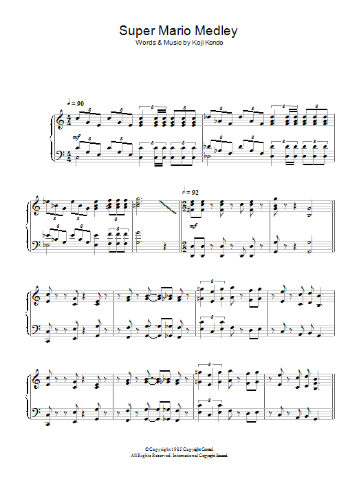 Koji Kondo Super Mario Bros Theme Sheet Music Notes & Chords for Piano Solo - Download or Print PDF