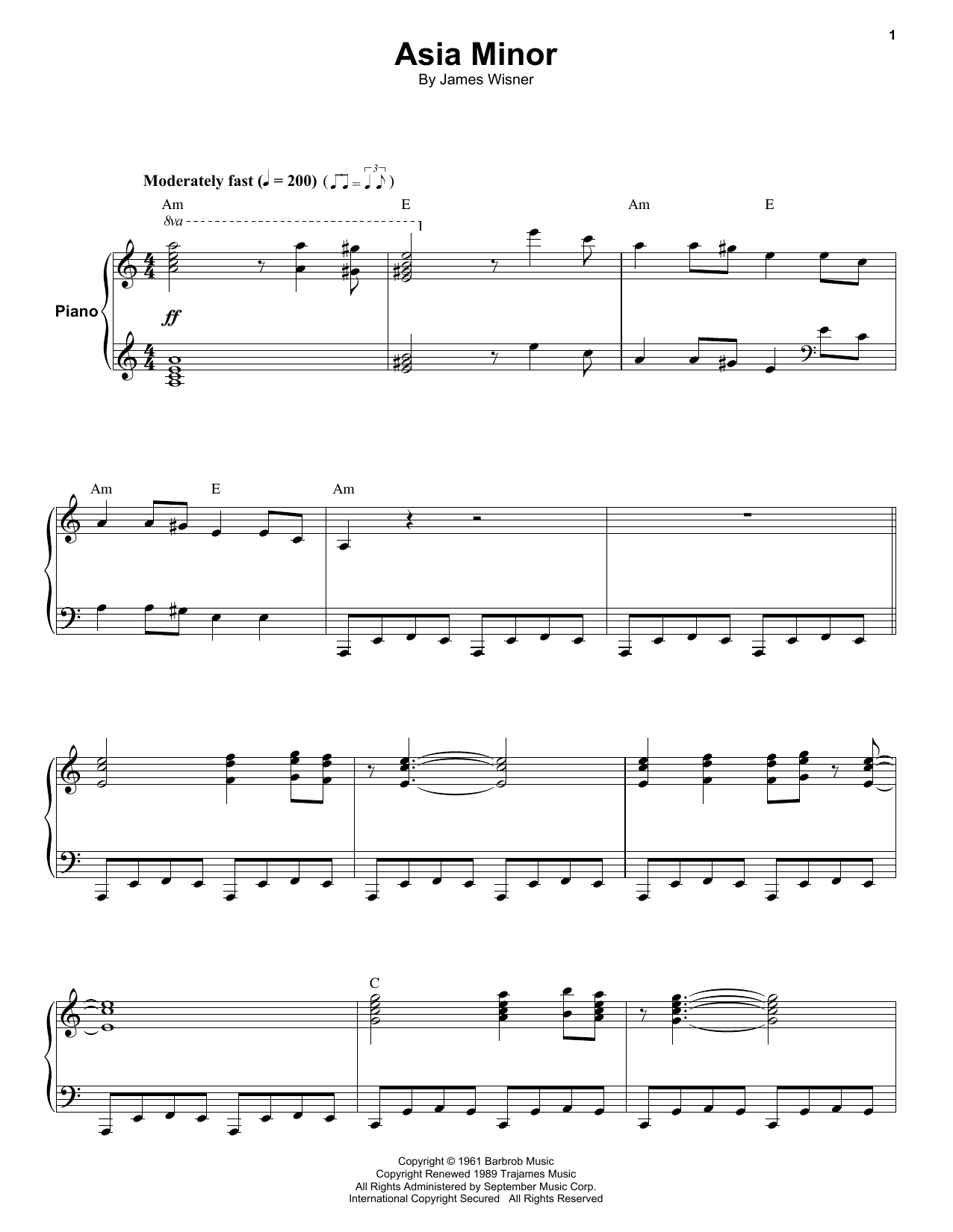 Kokomo Asia Minor Sheet Music Notes & Chords for Keyboard Transcription - Download or Print PDF