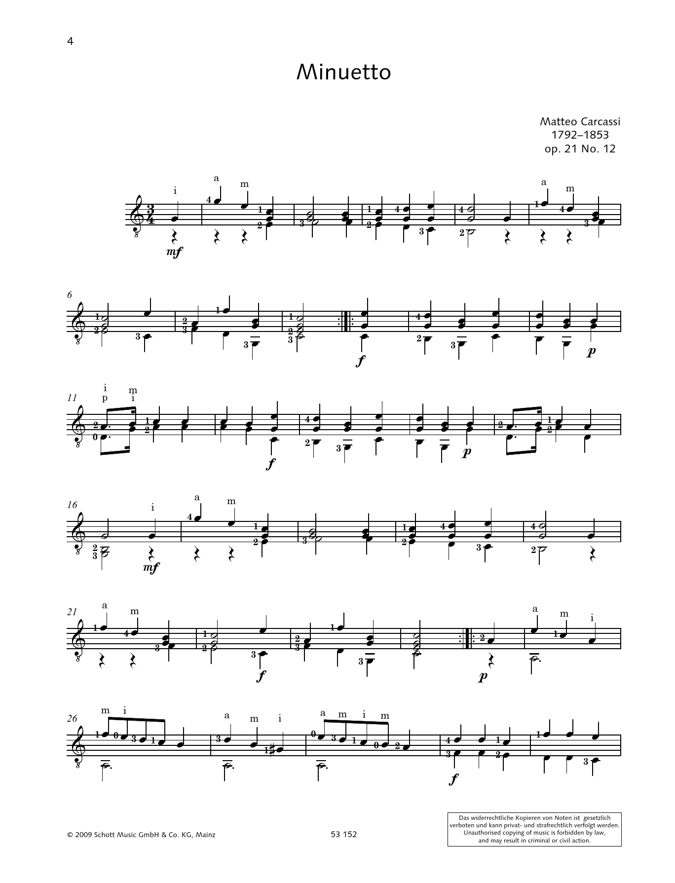 Konrad Ragossnig Minuetto Sheet Music Notes & Chords for Solo Guitar - Download or Print PDF