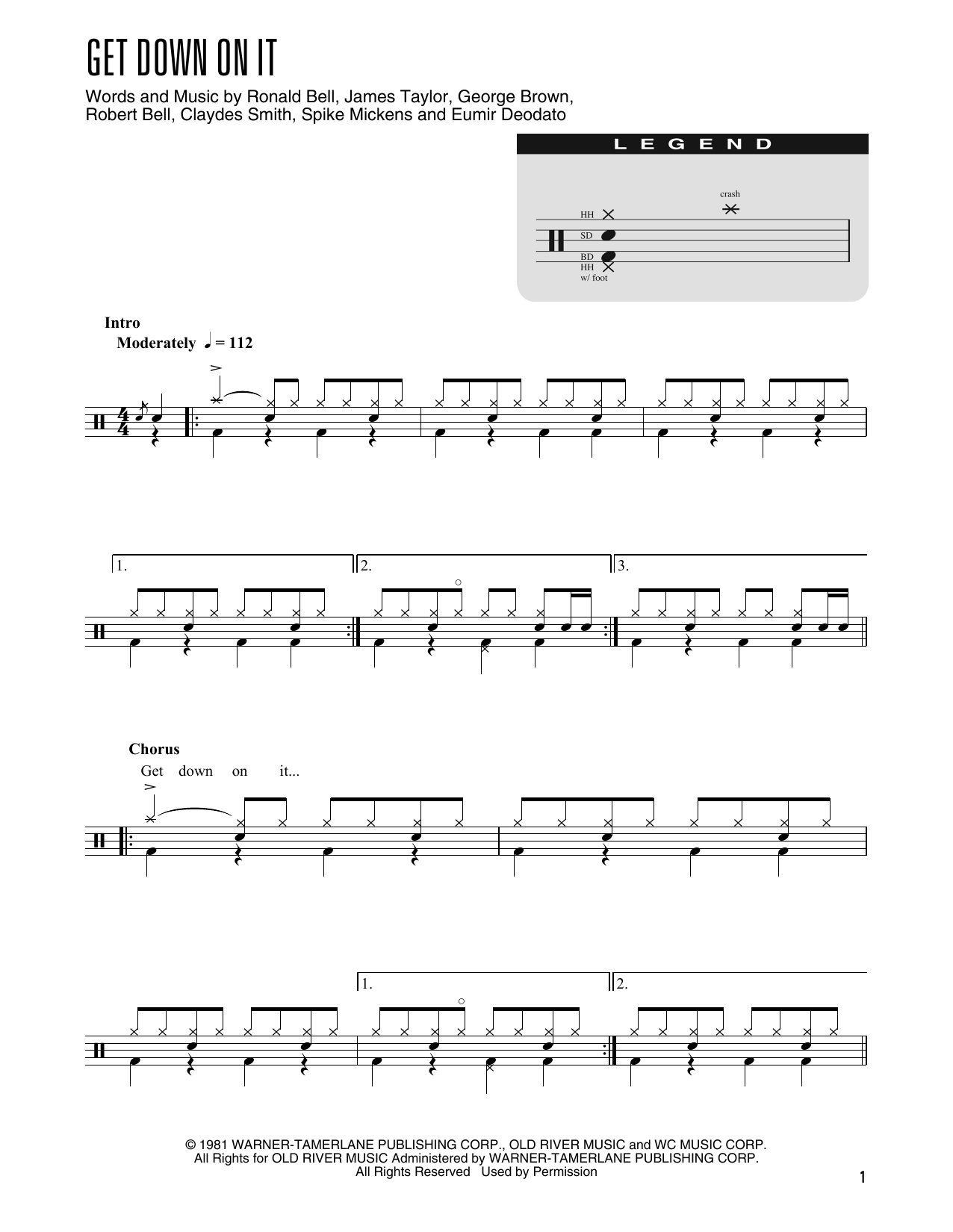 Kool And The Gang Get Down On It (arr. Kennan Wylie) Sheet Music Notes & Chords for Drums Transcription - Download or Print PDF
