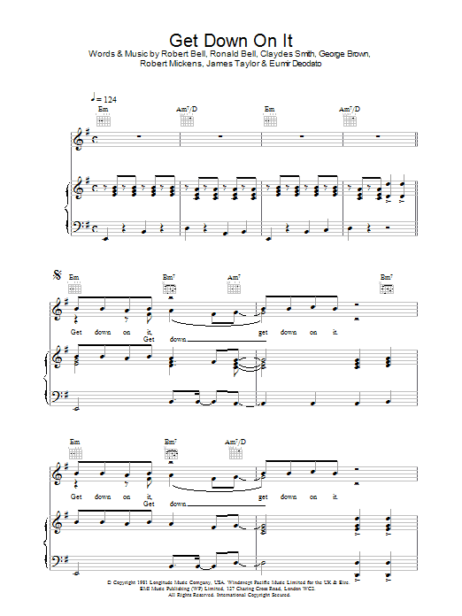 Kool And The Gang Get Down On It Sheet Music Notes & Chords for Piano, Vocal & Guitar - Download or Print PDF