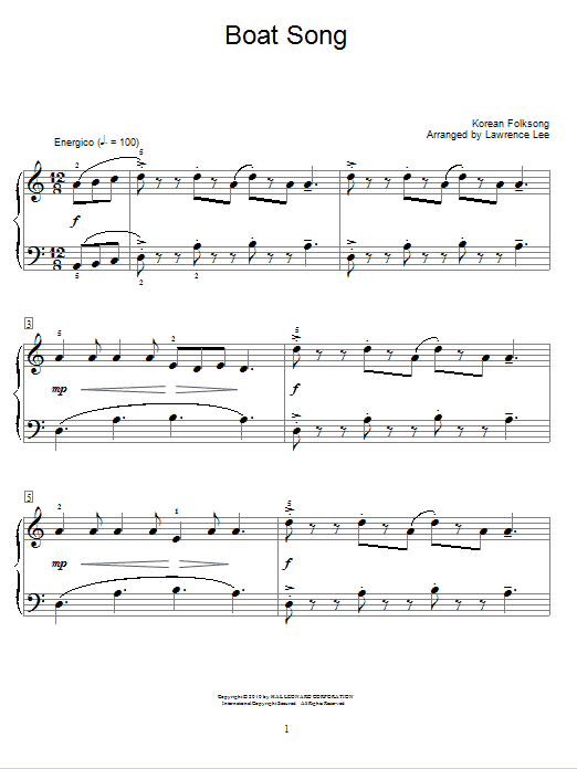 Korean Folksong Boat Song Sheet Music Notes & Chords for Educational Piano - Download or Print PDF