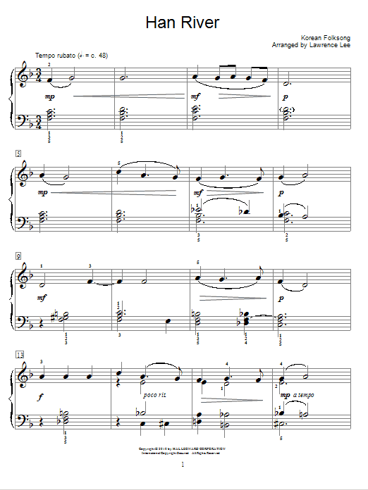 Korean Folksong Han River Sheet Music Notes & Chords for Educational Piano - Download or Print PDF