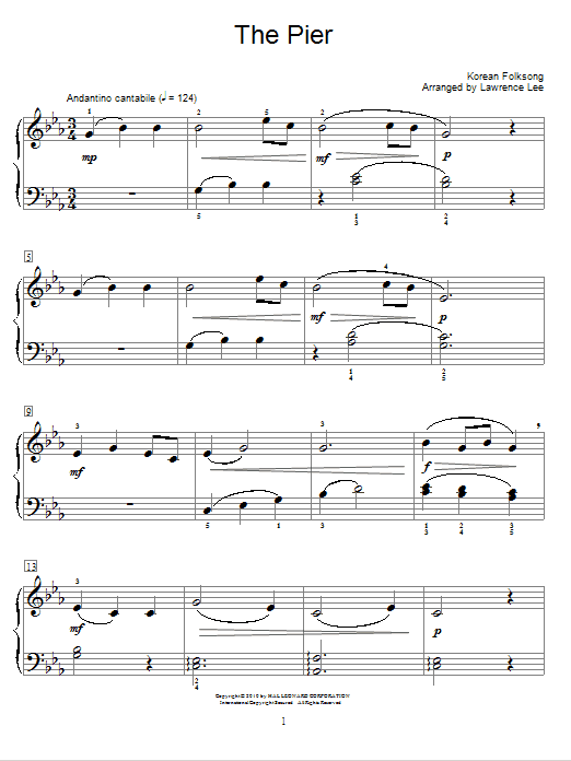 Korean Folksong The Pier Sheet Music Notes & Chords for Educational Piano - Download or Print PDF
