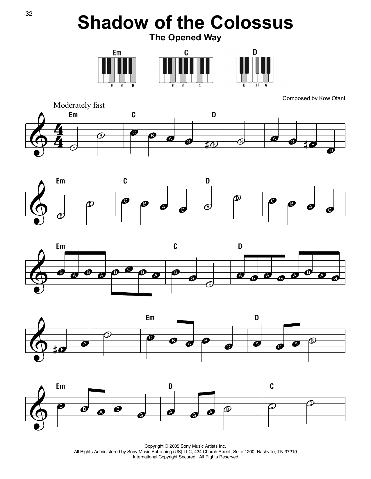 Kow Otani The Opened Way (from The Shadow Of The Colossus) Sheet Music Notes & Chords for Super Easy Piano - Download or Print PDF