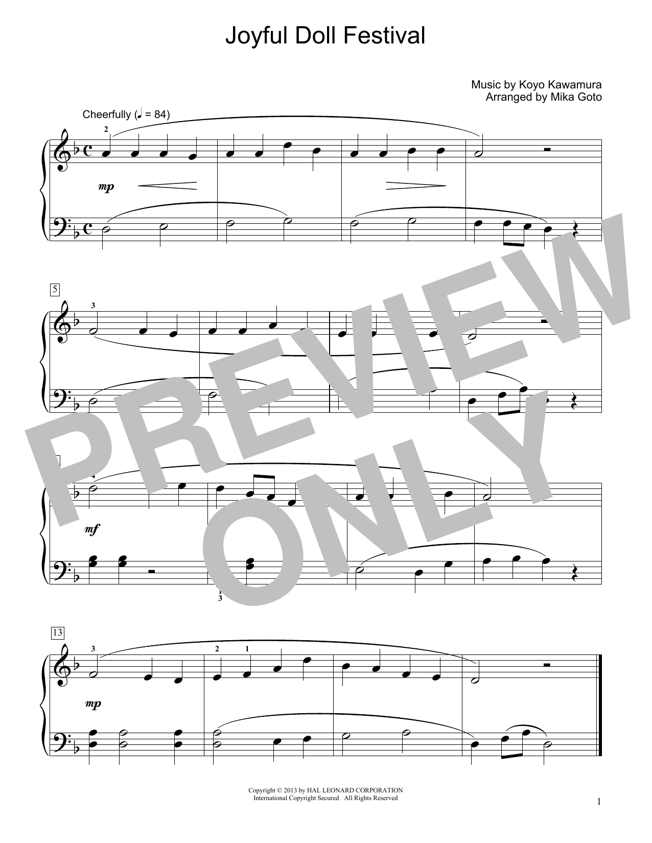 Koyo Kawamura Joyful Doll Festival (arr. Mika Goto) Sheet Music Notes & Chords for Educational Piano - Download or Print PDF