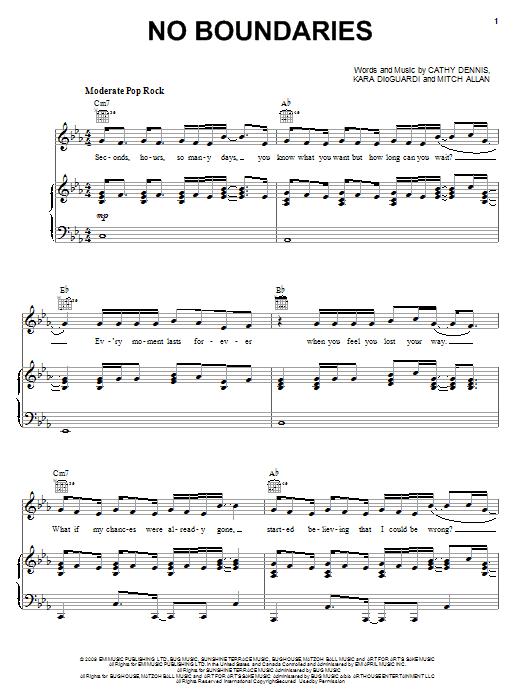 Kris Allen No Boundaries Sheet Music Notes & Chords for Piano, Vocal & Guitar (Right-Hand Melody) - Download or Print PDF