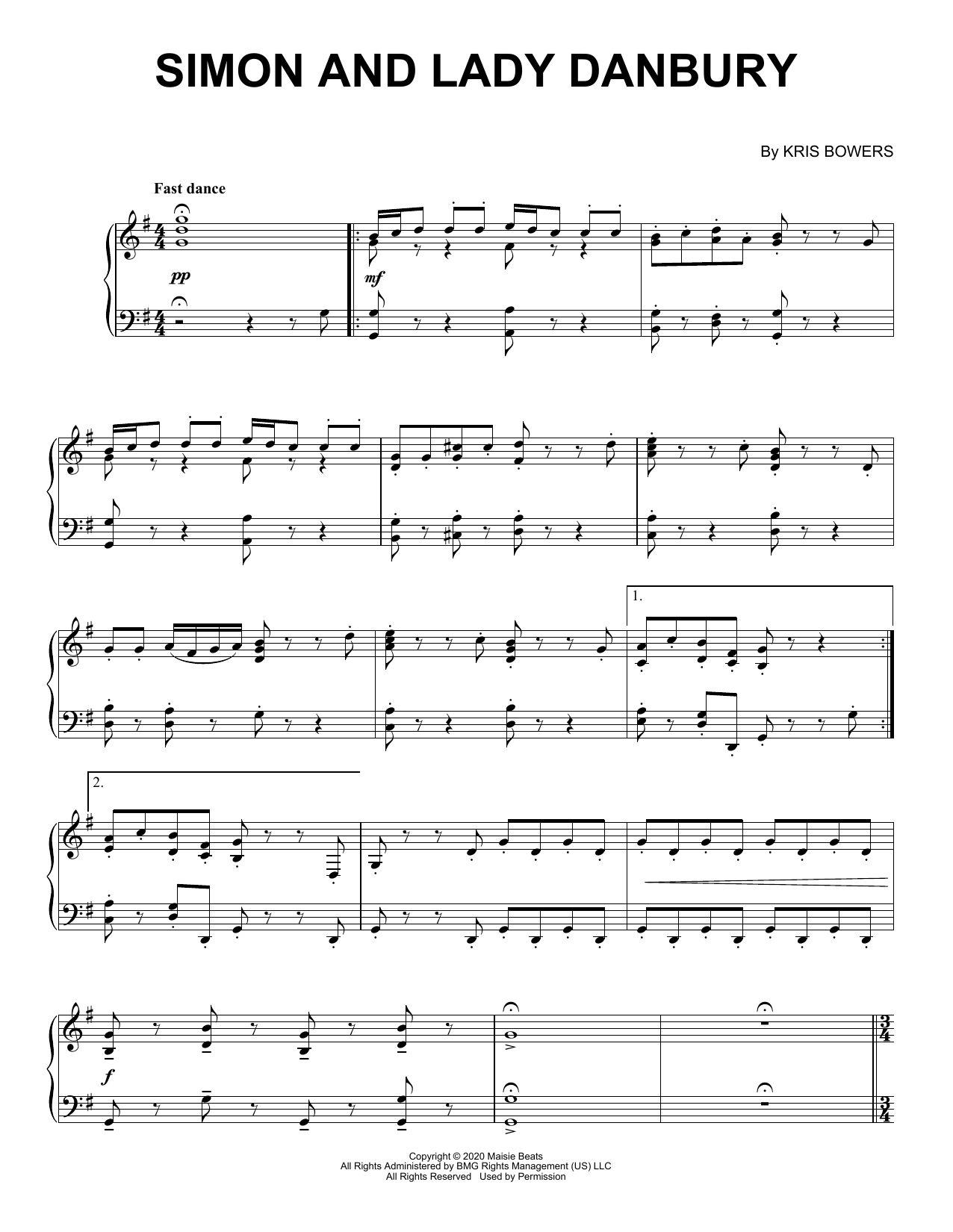 Kris Bowers Simon And Lady Danbury (from the Netflix series Bridgerton) Sheet Music Notes & Chords for Piano Solo - Download or Print PDF
