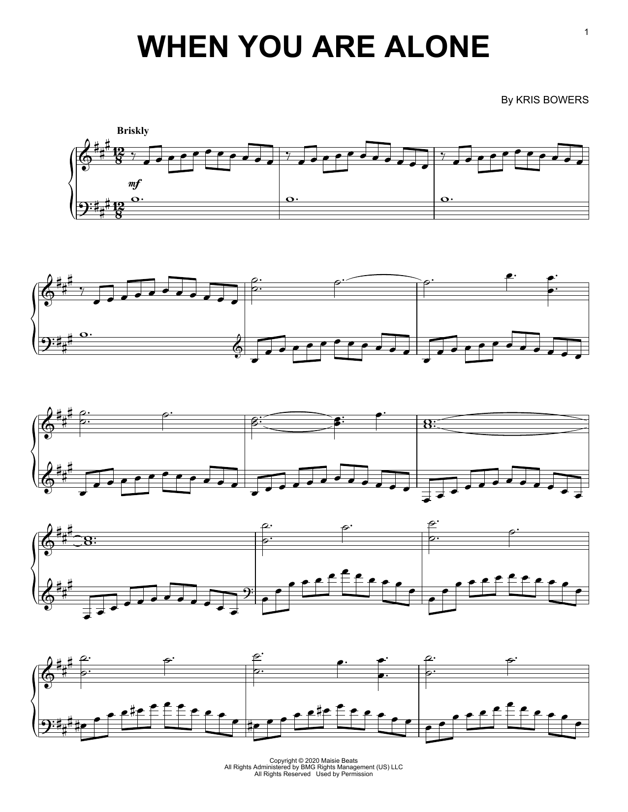 Kris Bowers When You Are Alone (from the Netflix series Bridgerton) Sheet Music Notes & Chords for Piano Solo - Download or Print PDF