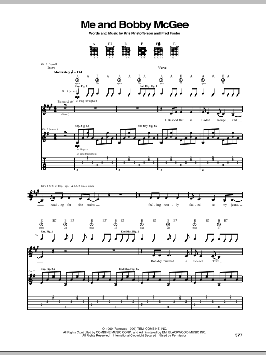 Kris Kristofferson Me And Bobby McGee Sheet Music Notes & Chords for Alto Saxophone - Download or Print PDF
