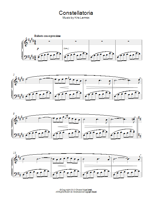 Kris Lennox Constellatoria Sheet Music Notes & Chords for Piano - Download or Print PDF
