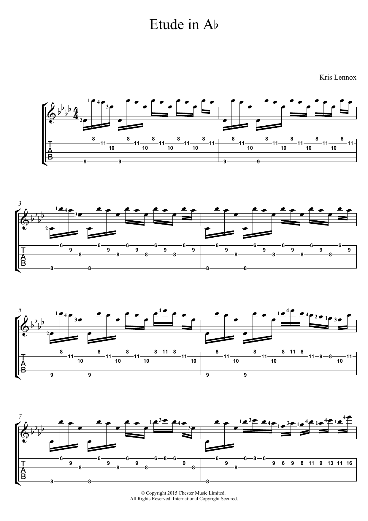 Kris Lennox Etude In A Flat Sheet Music Notes & Chords for Guitar Tab - Download or Print PDF