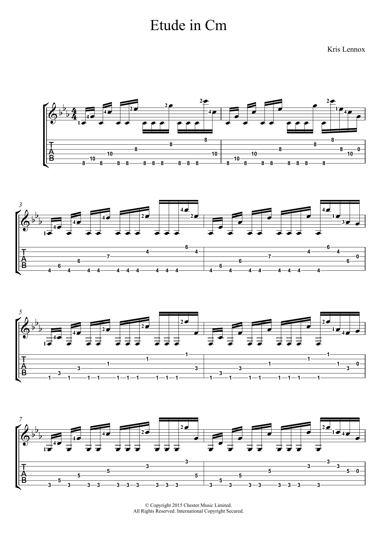 Kris Lennox Etude In Cm Sheet Music Notes & Chords for Guitar Tab - Download or Print PDF