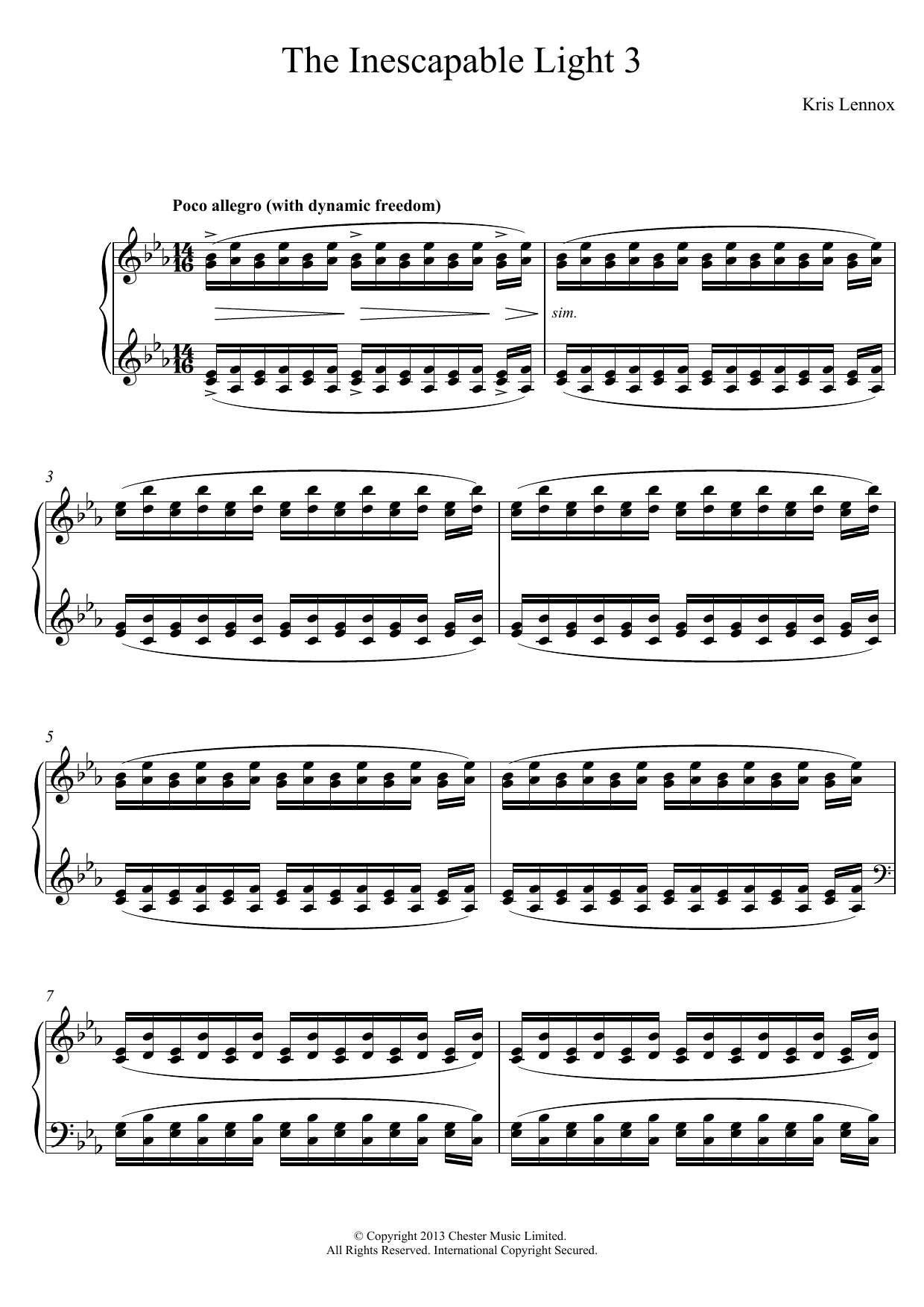 Kris Lennox The Inescapable Light #3 Sheet Music Notes & Chords for Piano - Download or Print PDF