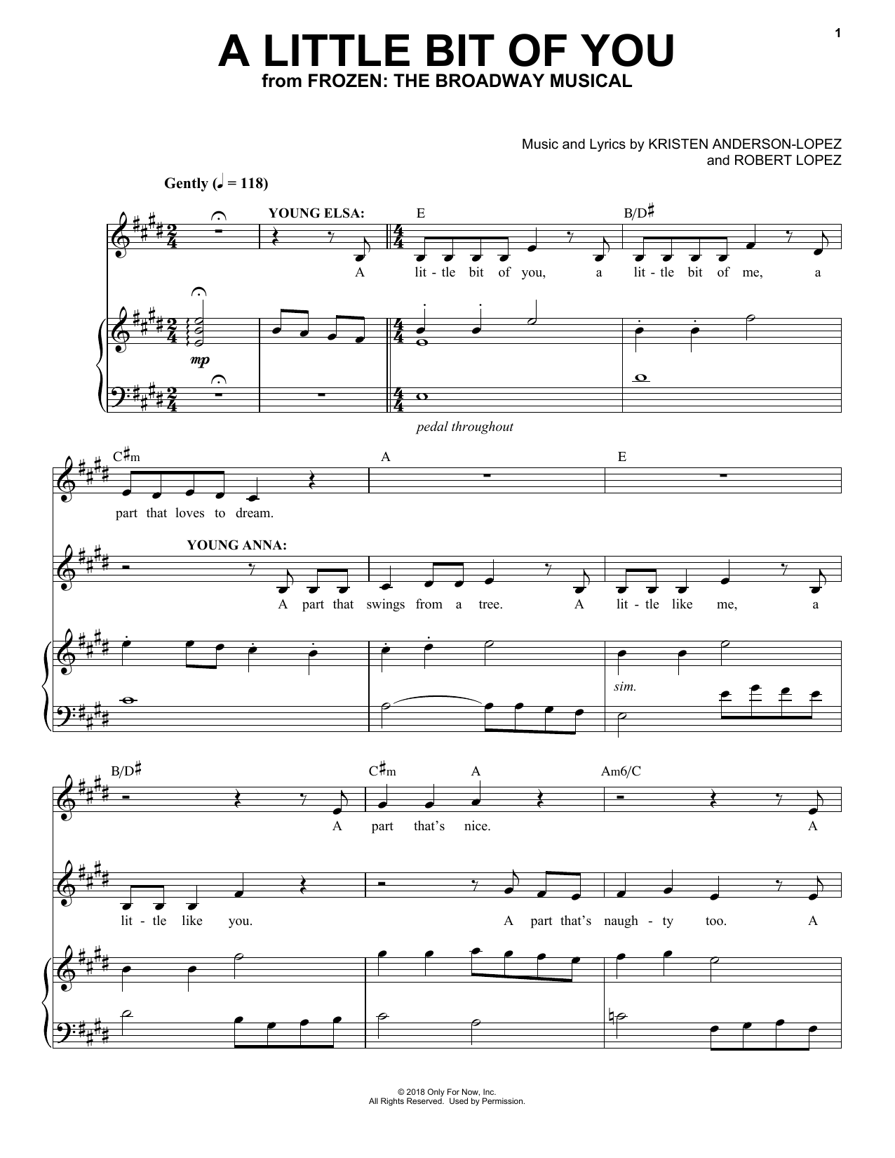 Kristen Anderson-Lopez & Robert Lopez A Little Bit Of You (from Frozen: The Broadway Musical) Sheet Music Notes & Chords for Easy Piano - Download or Print PDF