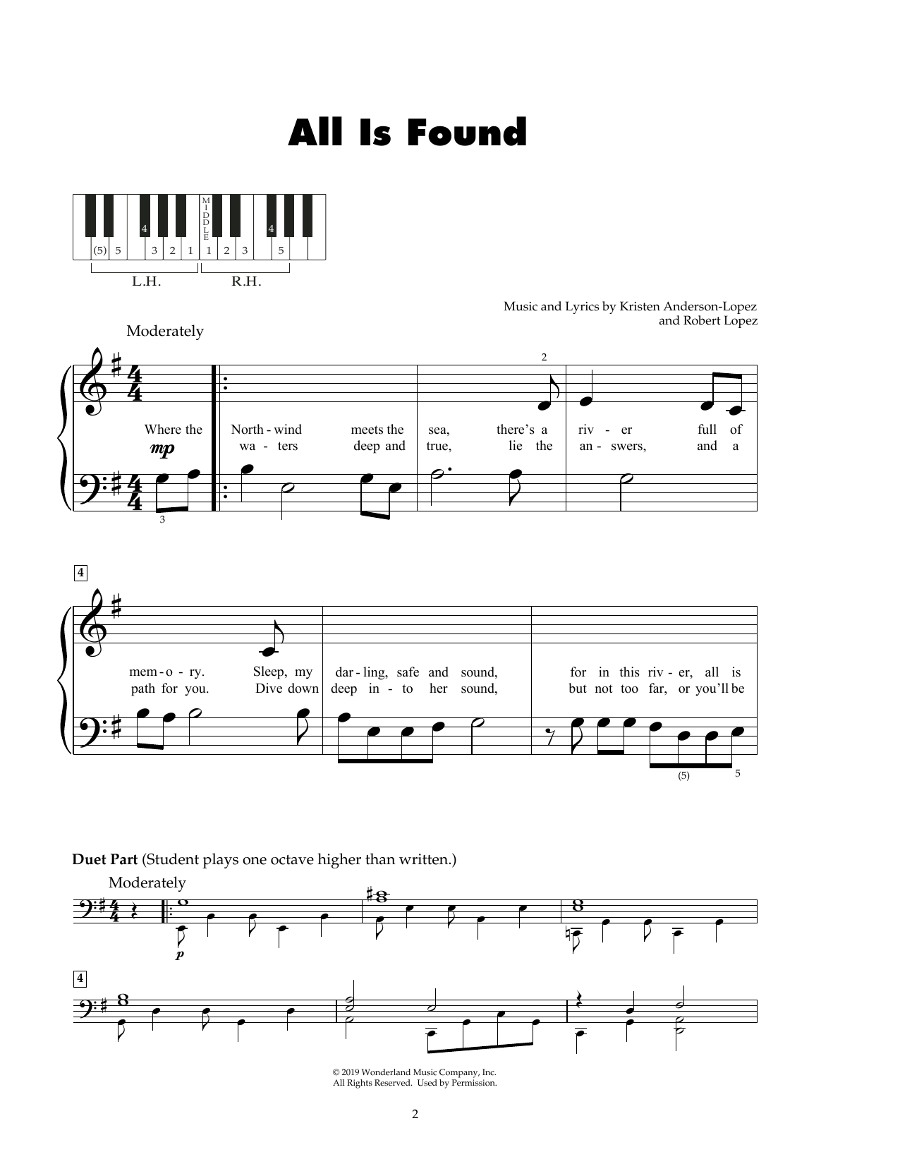 Kristen Anderson-Lopez & Robert Lopez All Is Found (from Frozen 2) Sheet Music Notes & Chords for 5-Finger Piano - Download or Print PDF