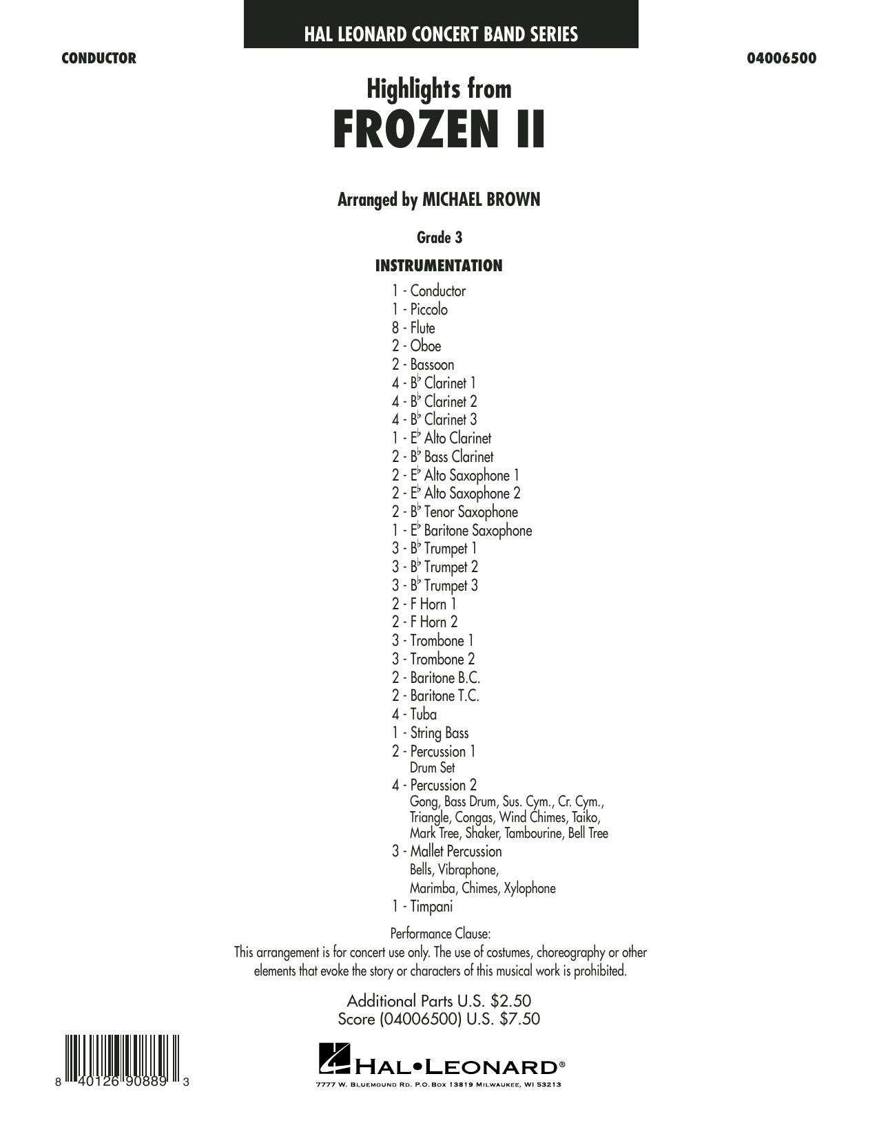 Kristen Anderson-Lopez & Robert Lopez Highlights from Disney's Frozen 2 (arr. Michael Brown) - Conductor Score (Full Score) Sheet Music Notes & Chords for Concert Band - Download or Print PDF