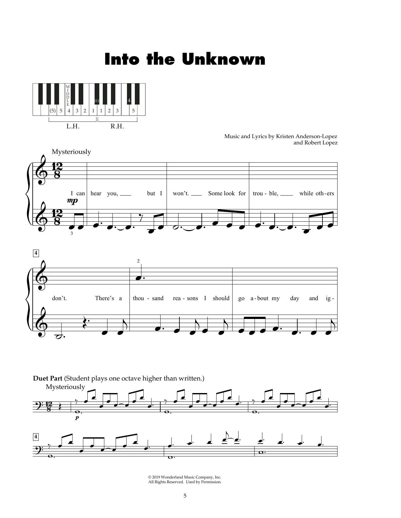 Kristen Anderson-Lopez & Robert Lopez Into The Unknown (from Frozen 2) Sheet Music Notes & Chords for Mallet Solo - Download or Print PDF