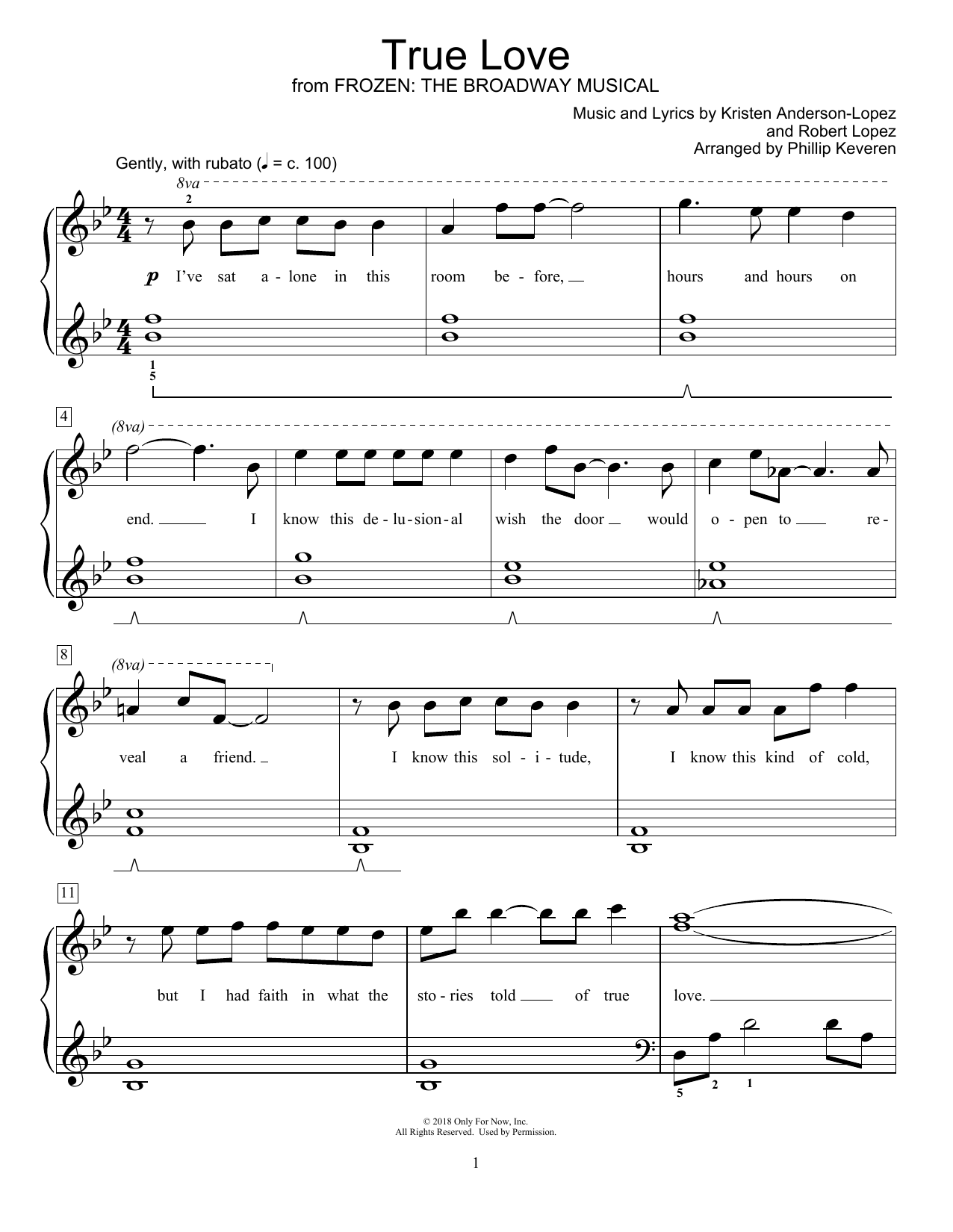 Kristen Anderson-Lopez & Robert Lopez True Love (from Frozen: The Broadway Musical) (arr. Phillip Keveren) Sheet Music Notes & Chords for Educational Piano - Download or Print PDF