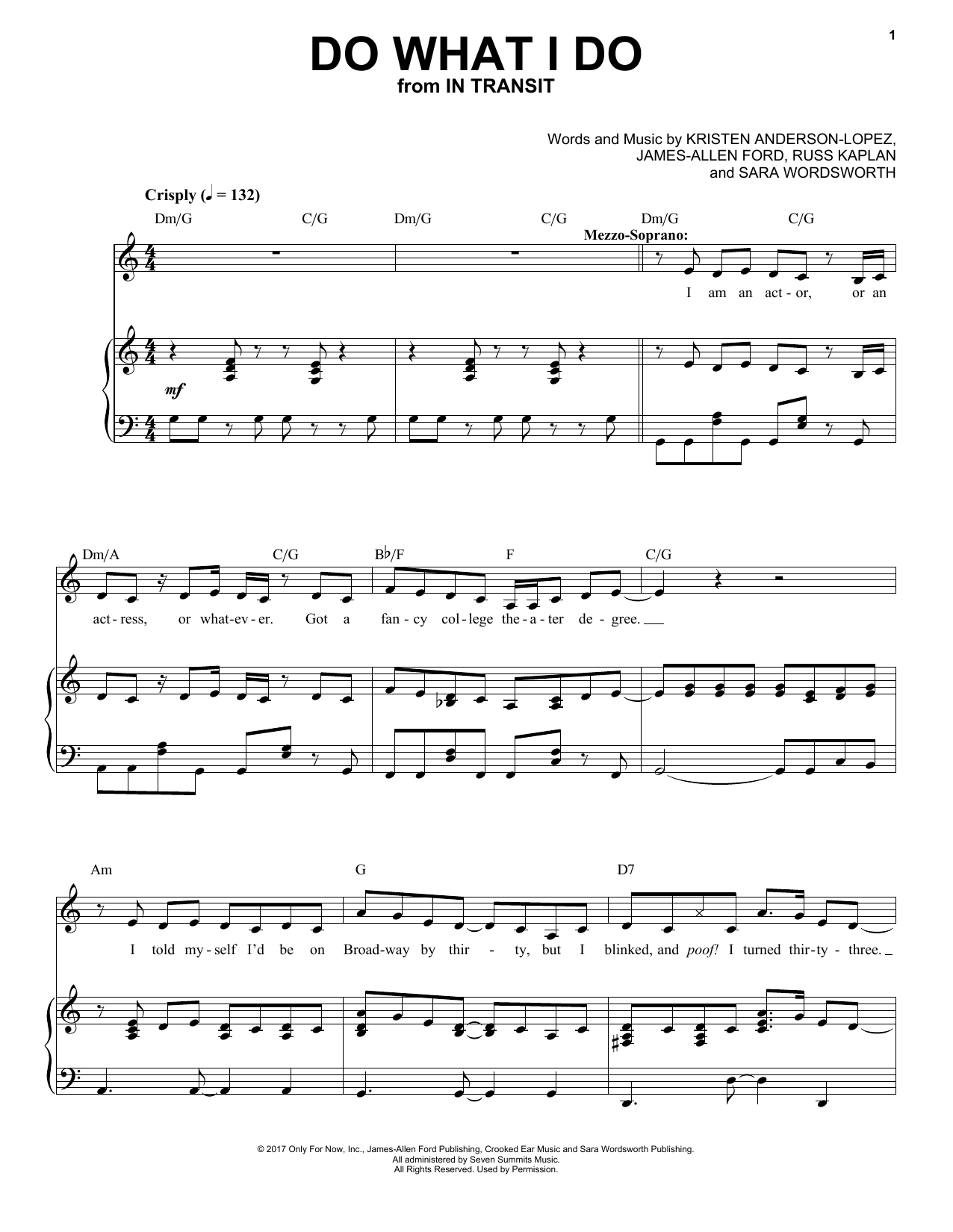 Kristen Anderson-Lopez Do What I Do Sheet Music Notes & Chords for Piano, Vocal & Guitar (Right-Hand Melody) - Download or Print PDF