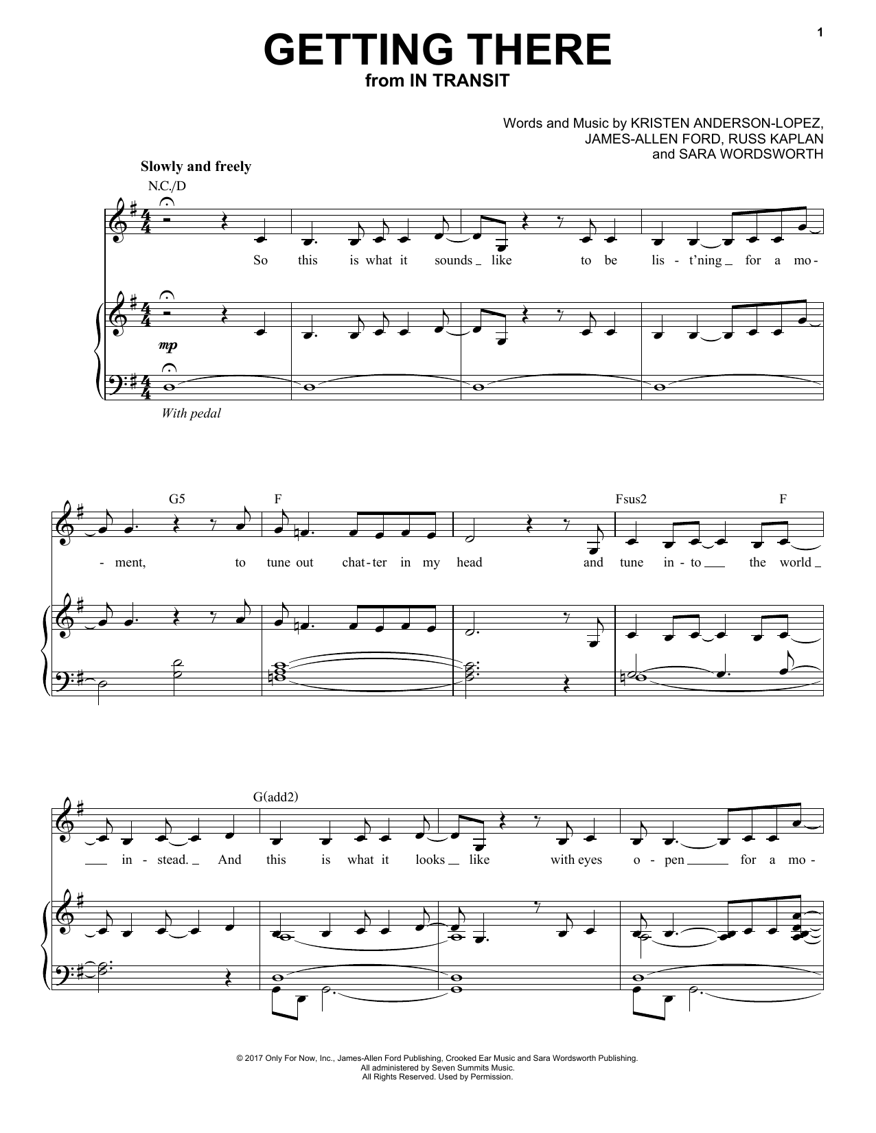 Kristen Anderson-Lopez Getting There Sheet Music Notes & Chords for Piano, Vocal & Guitar (Right-Hand Melody) - Download or Print PDF