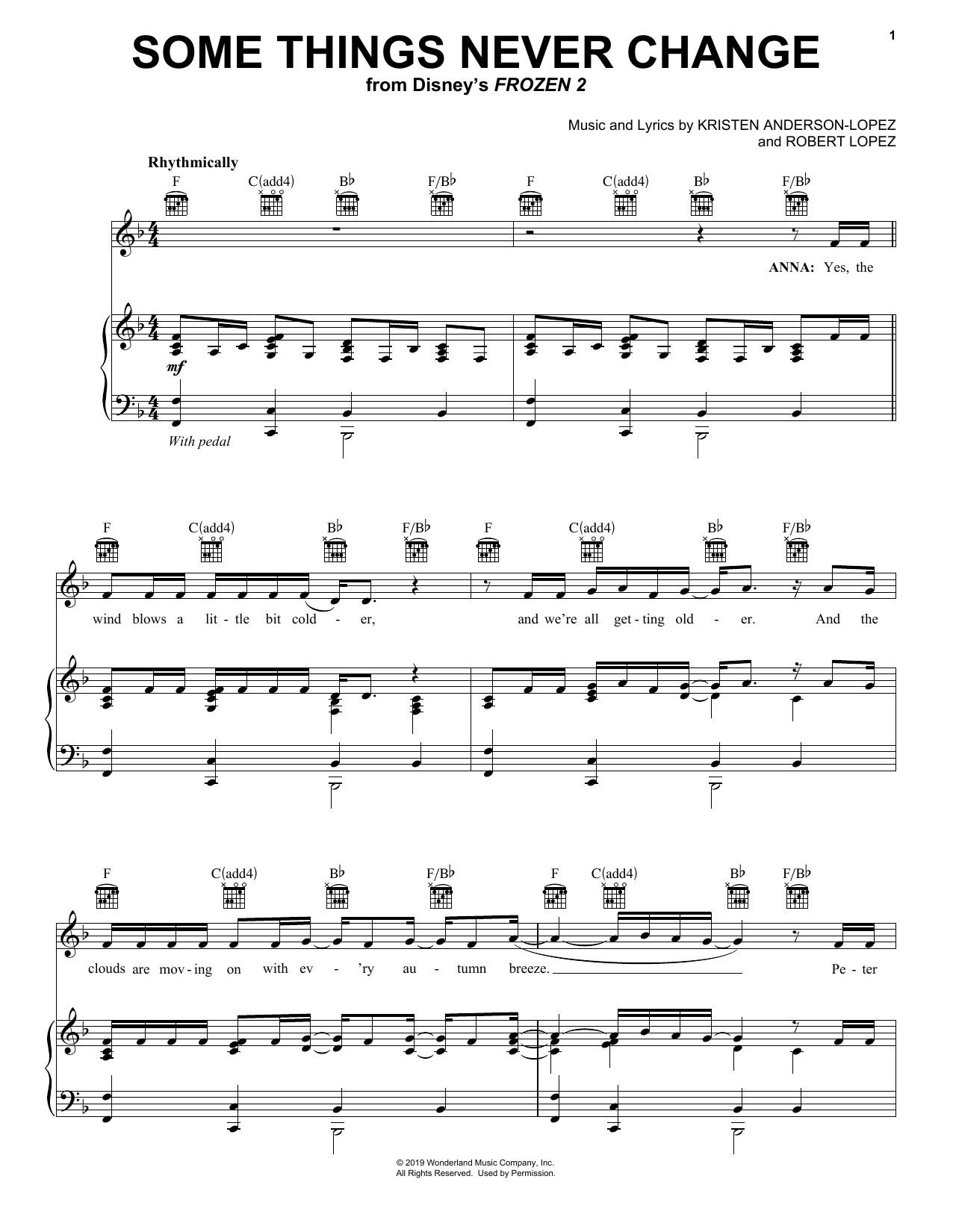 Kristen Bell, Idina Menzel and Cast of Frozen 2 Some Things Never Change (from Disney's Frozen 2) Sheet Music Notes & Chords for Ukulele - Download or Print PDF