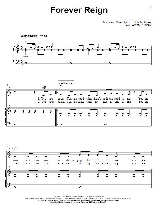 Kristian Stanfill Forever Reign Sheet Music Notes & Chords for Piano, Vocal & Guitar (Right-Hand Melody) - Download or Print PDF Kristian Stanfill Forever Reign Sheet Music Notes & Chords for Piano, Vocal & Guitar (Right-Hand Melody) - Download or Print PDF