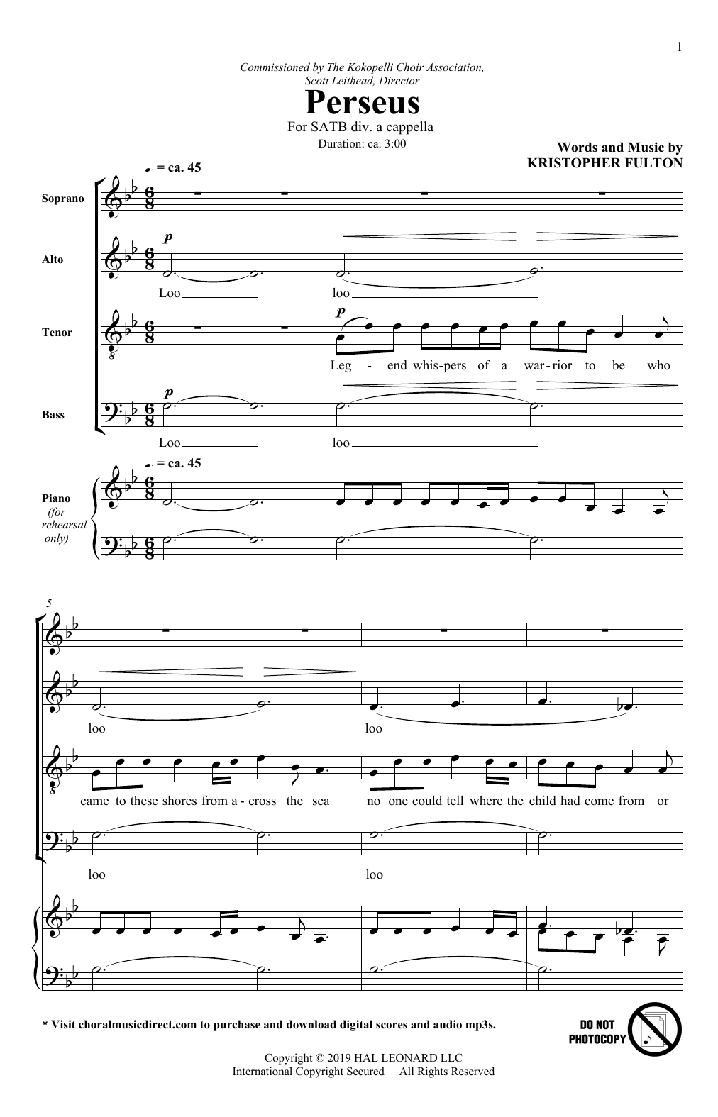 Kristopher Fulton Perseus Sheet Music Notes & Chords for SATB Choir - Download or Print PDF