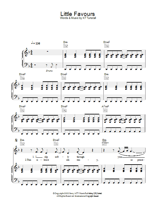 KT Tunstall Little Favours Sheet Music Notes & Chords for Piano, Vocal & Guitar - Download or Print PDF