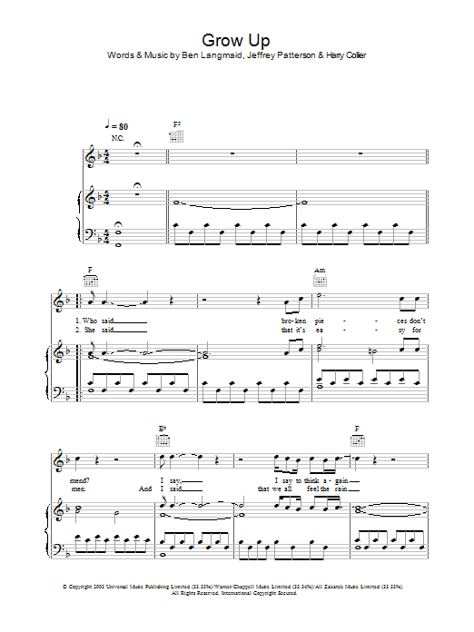 Kubb Grow Sheet Music Notes & Chords for Piano, Vocal & Guitar (Right-Hand Melody) - Download or Print PDF