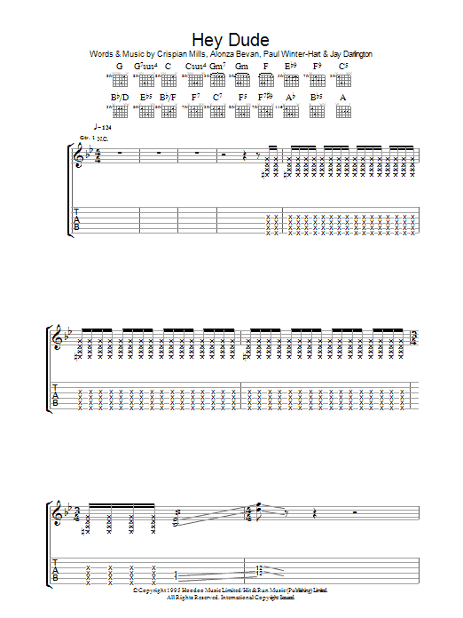 Kula Shaker Hey Dude Sheet Music Notes & Chords for Lyrics & Chords - Download or Print PDF