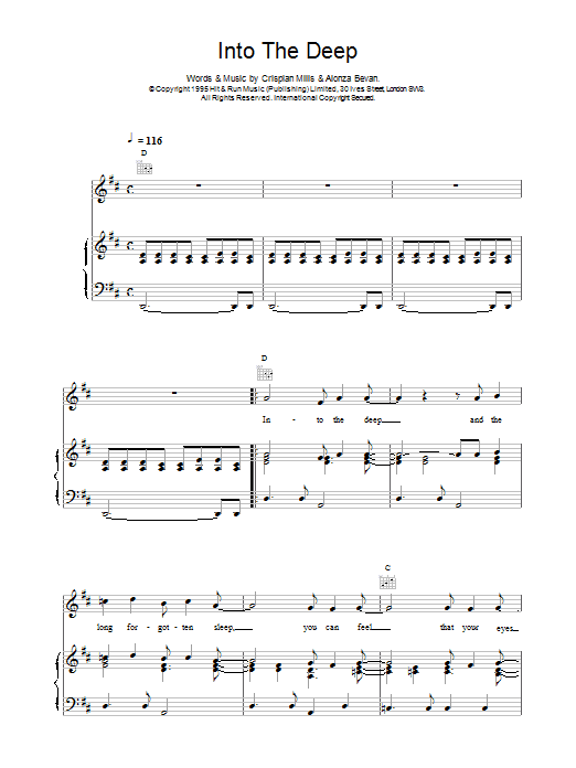 Kula Shaker Into The Deep Sheet Music Notes & Chords for Piano, Vocal & Guitar (Right-Hand Melody) - Download or Print PDF