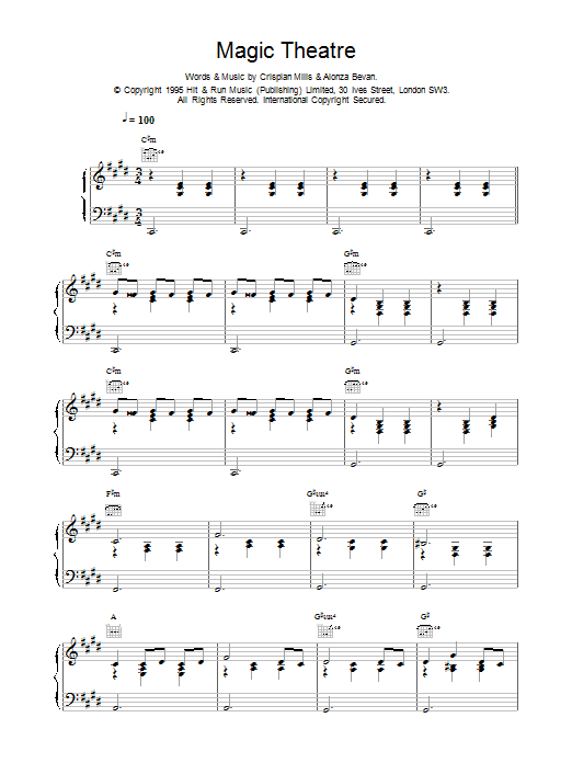 Kula Shaker Magic Theatre Sheet Music Notes & Chords for Piano, Vocal & Guitar (Right-Hand Melody) - Download or Print PDF