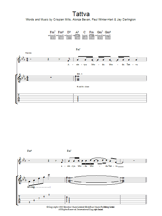 Kula Shaker Tattva Sheet Music Notes & Chords for Guitar Tab - Download or Print PDF