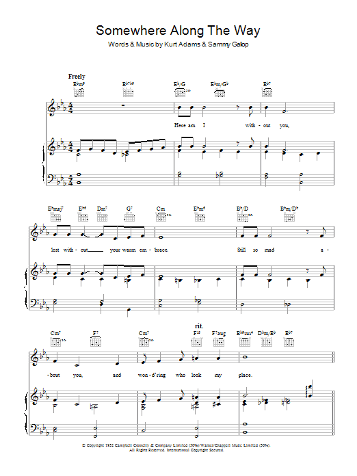 Kurt Adams Somewhere Along The Way Sheet Music Notes & Chords for Real Book – Melody & Chords - Download or Print PDF