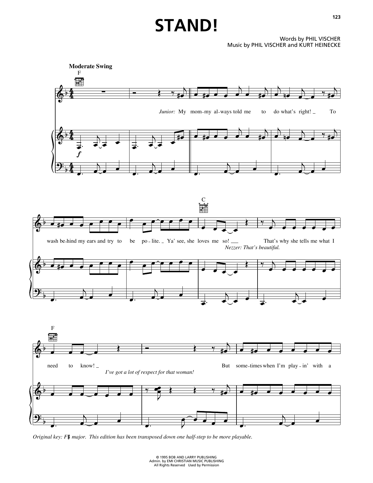 Kurt Heinecke Stand! (from VeggieTales) Sheet Music Notes & Chords for Piano, Vocal & Guitar Chords (Right-Hand Melody) - Download or Print PDF