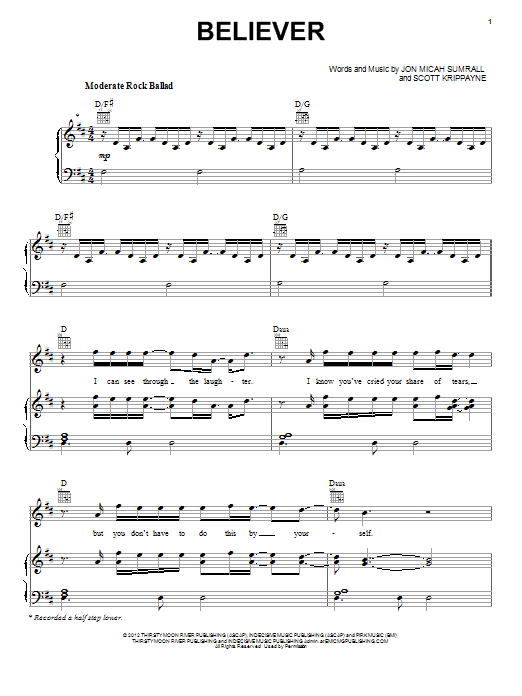 Kutless Believer Sheet Music Notes & Chords for Piano, Vocal & Guitar (Right-Hand Melody) - Download or Print PDF Kutless Believer Sheet Music Notes & Chords for Piano, Vocal & Guitar (Right-Hand Melody) - Download or Print PDF
