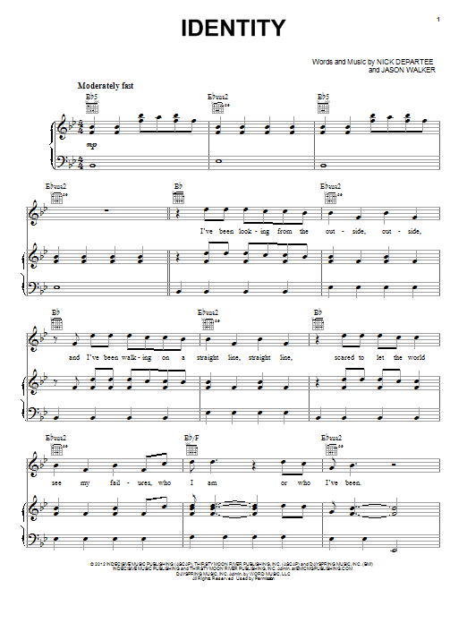 Kutless Identity Sheet Music Notes & Chords for Piano, Vocal & Guitar (Right-Hand Melody) - Download or Print PDF Kutless Identity Sheet Music Notes & Chords for Piano, Vocal & Guitar (Right-Hand Melody) - Download or Print PDF
